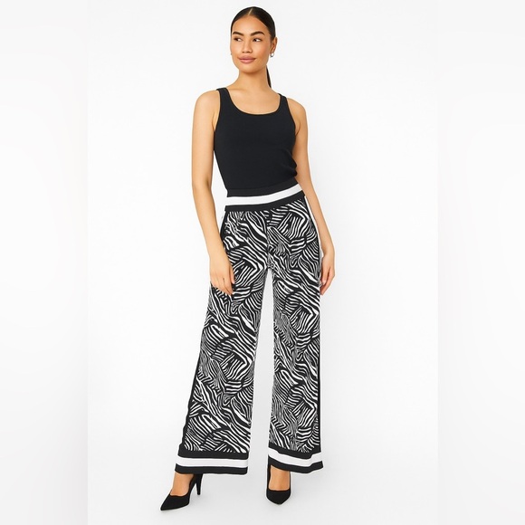 MICHAEL KORS ZEBRA PRINT WIDE LEG PANTS - Picture 1 of 6